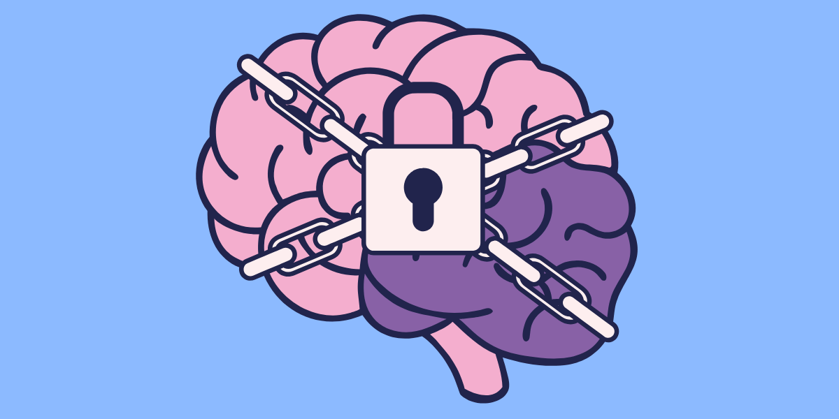 graphic of a brain with an impenetrable barrier