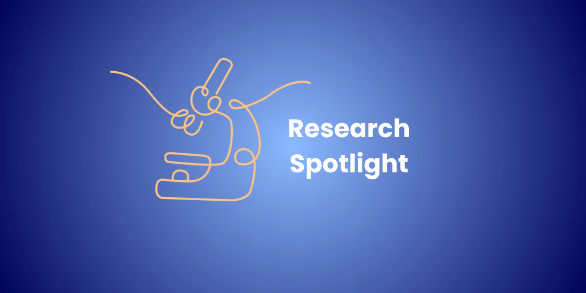doodle of a microscope with the words, research spotlight